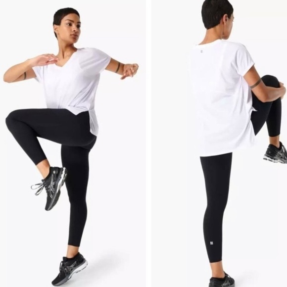 Sweaty Betty NWT Boyfriend V Neck Workout Tee White Gym T Shirt Size small - Picture 12 of 12
